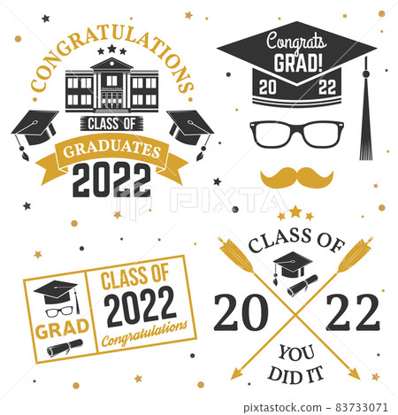 Set of Vector Class of 2022 badges Concept for shirt, print, seal, overlay or stamp, greeting, invitation card. Typography design- stock vector. 83733071