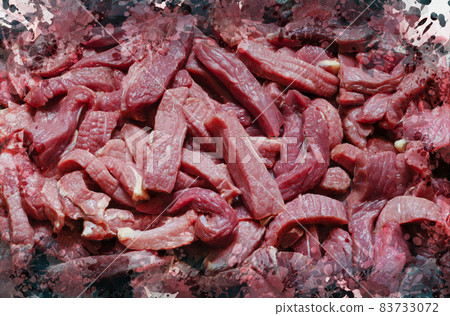 Raw Beefstroganoff.  Russian cuisine. 83733072