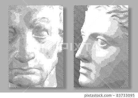 Engraved antique face. Vector illustration. Digital graphic for posters, banners, flyers, cover, historic artwork, ancient picture. Vintage engraving. Plaster head. Engraved antique face. Vector illustration. Digital graphic for posters, banners, flyers, cover, historic artwork, ancient picture. Vintage engraving. Plaster head. 83733095