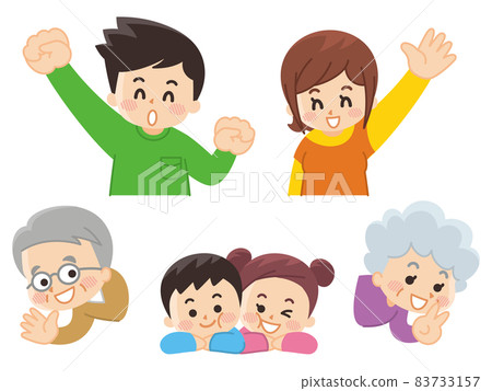 三代家庭微笑著揮手 三代家庭微笑著揮手 83733157