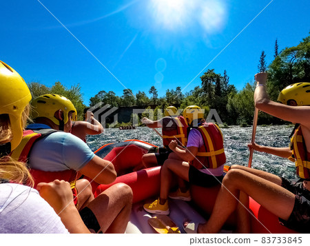 Water rafting on the rapids of river Manavgat in Koprulu Canyon, Turkey. Water rafting on the rapids of river Manavgat in Koprulu Canyon, Turkey. 83733845