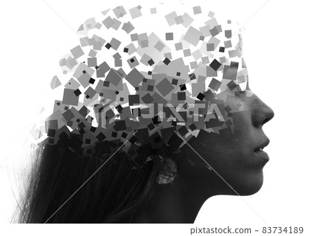 Stress. Creative double exposure portrait Stress. Creative double exposure portrait 83734189