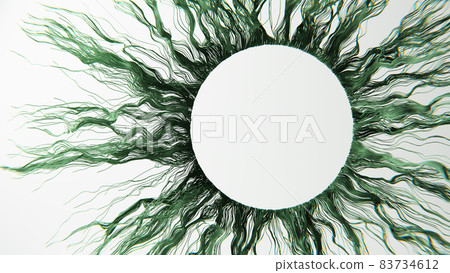 Countless threads forming a curly composition with an empty space for a text. 3D illustration 83734612