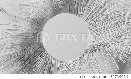 Creative 3D illustration of hundreds of white lines forming an empty round frame Creative 3D illustration of hundreds of white lines forming an empty round frame 83734614
