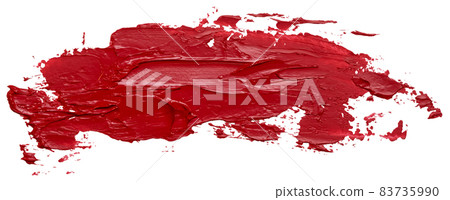 Textured red oil paint brush stroke, eps 10 vector illustration isolated on white background. 83735990