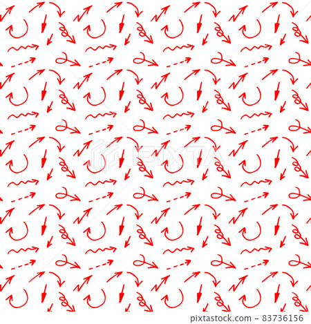 Hand drawn red marker arrows seamless pattern. Vector illustration. Hand drawn red marker arrows seamless pattern. Vector illustration. 83736156