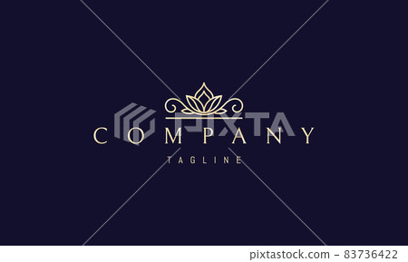 Vector golden logo on which an abstract image of a floral pattern with a drop. 83736422