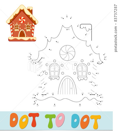 Dot to dot Christmas puzzle. Connect dots game. Gingerbread house illustration Dot to dot Christmas puzzle. Connect dots game. Gingerbread house illustration 83737287