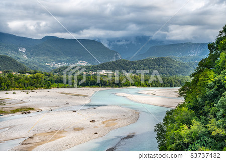 Wide valley of Tagliamento River Wide valley of Tagliamento River 83737482