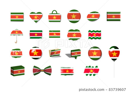 Suriname-21 national flag illustration set Suriname-21 national flag illustration set 83739607