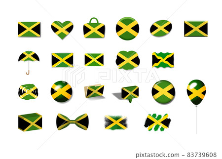 Jamaica-21 national flag illustration set Jamaica-21 national flag illustration set 83739608