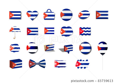 Cuba-21 national flag illustration set Cuba-21 national flag illustration set 83739613