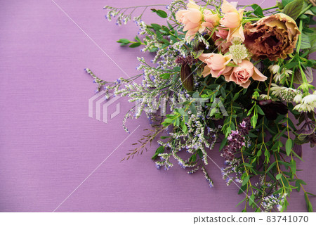 Cute flowers on purple background paper 83741070