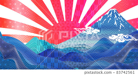 Mount Fuji Hinode Japanese pattern background 83742561
