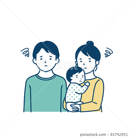 Illustration of a family of three, troubled facial expressions 83742951