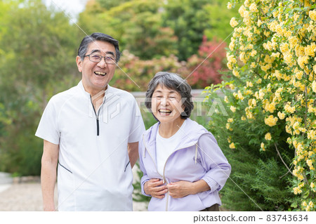 Active senior couple jogging Active senior couple jogging 83743634