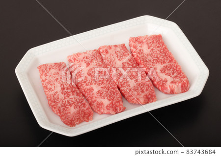 Japanese black beef for grilled ribs (Sendai beef) 83743684