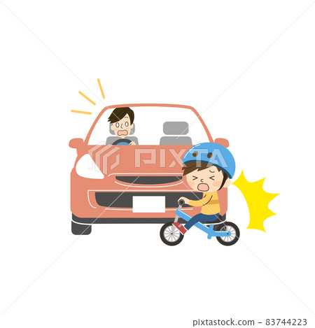 Car and bicycle boy accident while driving 83744223
