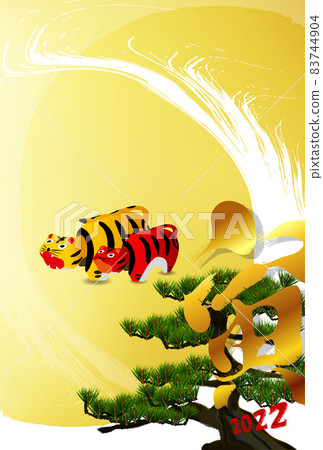 Tiger New Year's card Japanese pattern background Tiger New Year's card Japanese pattern background 83744904
