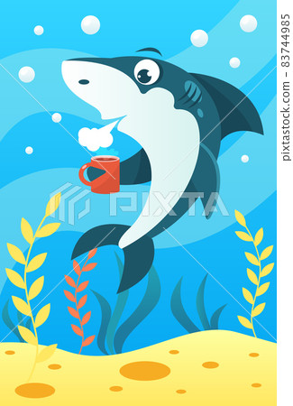 Cute smiling animals and underwater world. Cute... - Stock Illustration  [83744985] - PIXTA
