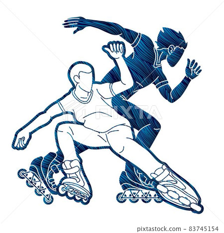 Group of Roller blade Players Extreme Sport Cartoon Graphic Vector 83745154