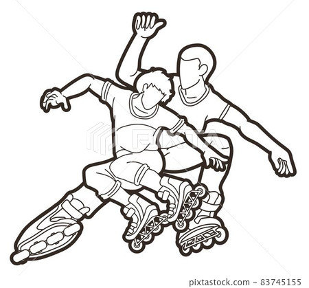 Group of Roller blade Players Extreme Sport Cartoon Graphic Vector Group of Roller blade Players Extreme Sport Cartoon Graphic Vector 83745155