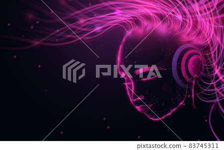 Artificial intelligence. Human head outline. virtual space technology. Music 83745311