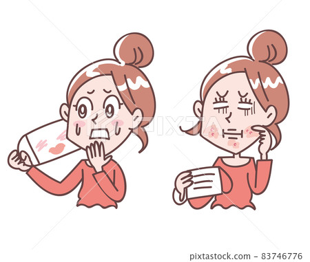 Women suffering from mask makeup and rough skin 83746776