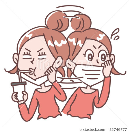 Women wearing and removing masks 83746777