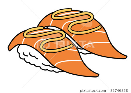 Main line ant simple cartoon sushi / sushi illustration | Salmon cheese nigiri sushi illustration 83746858