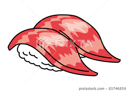 Main line ant simple cartoon sushi / sushi illustration | Otoro tuna nigiri sushi illustration 83746859