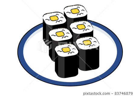 Plate main line ant simple cartoon sushi / sushi illustration | Takuan scroll nigiri sushi illustration Plate main line ant simple cartoon sushi / sushi illustration | Takuan scroll nigiri sushi illustration 83746879