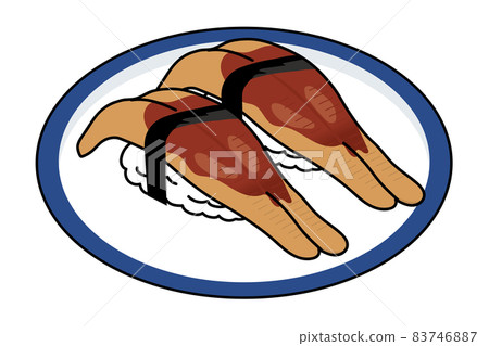 Plate main line ant simple cartoon sushi / sushi illustration | Anago conger eel nigiri sushi illustration 83746887