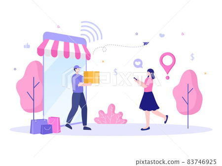 Mobile Store or Shopping Online in Application Vector Illustration. Digital Marketing Promotion, Payment and Purchase Via Credit Card for Poster Mobile Store or Shopping Online in Application Vector Illustration. Digital Marketing Promotion, Payment and Purchase Via Credit Card for Poster 83746925