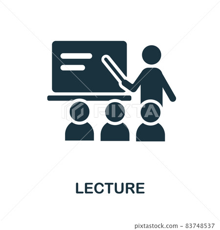 Lecture icon. Monochrome sign from university collection. Creative Lecture icon illustration for web design, infographics and more Lecture icon. Monochrome sign from university collection. Creative Lecture icon illustration for web design, infographics and more 83748537