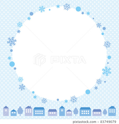 Round frame of snow and cityscape - Stock Illustration [83749079] - PIXTA