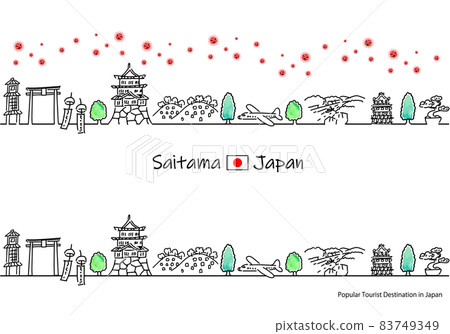 A simple line art set of the cityscape of tourist spots in Saitama Prefecture and the new coronavirus A simple line art set of the cityscape of tourist spots in Saitama Prefecture and the new coronavirus 83749349