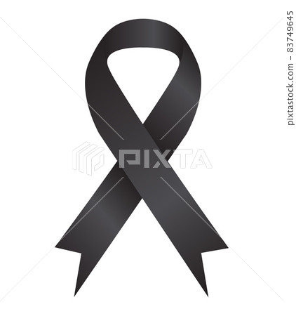 Black ribbon image design icon. Black awareness ribbon on white background. 83749645