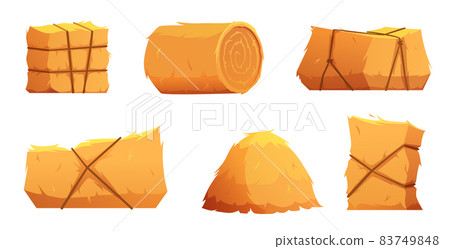 Haystack. Natural rural symbols agriculture haye crops yellow rolls exact vector cartoon illustrations Haystack. Natural rural symbols agriculture haye crops yellow rolls exact vector cartoon illustrations 83749848