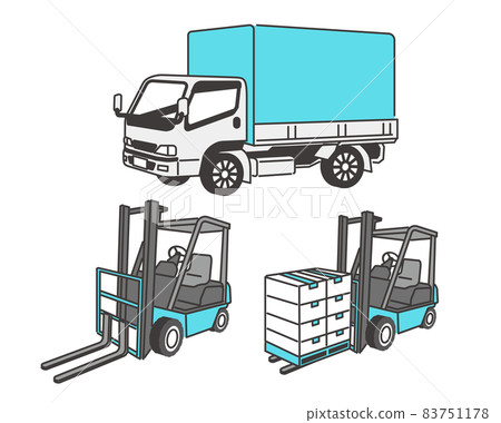 Vector illustrations of trucks and forklifts Material / Factory / Warehouse / Transportation / Transportation / Simple / Material 83751178