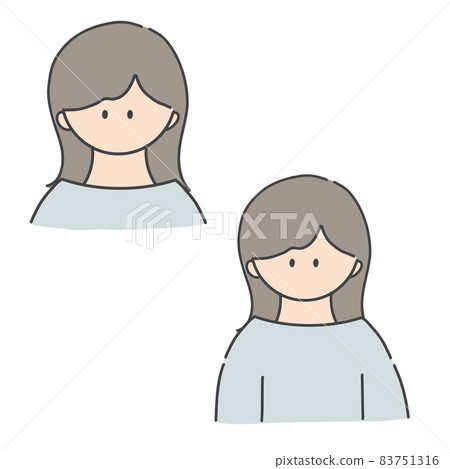 Long hair girl bust up icon illustration Long hair girl bust up icon illustration 83751316