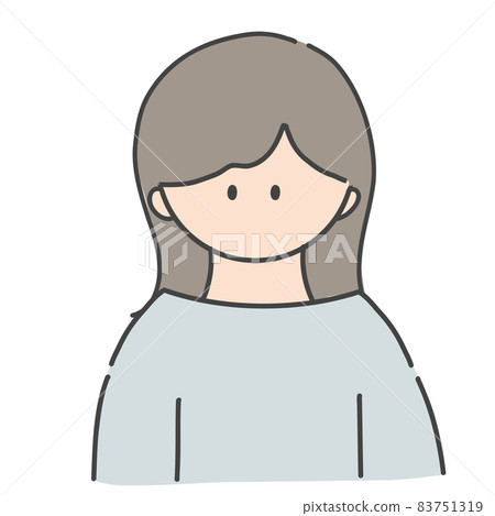 Long hair girl bust up icon illustration Long hair girl bust up icon illustration 83751319