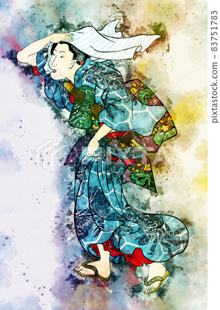 浮世繪女第 82 部分水彩風格 83751783