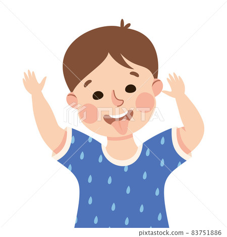 Little Boy Demonstrating Facial Expression and Emotion Laughing and Grimacing Vector Illustration Little Boy Demonstrating Facial Expression and Emotion Laughing and Grimacing Vector Illustration 83751886