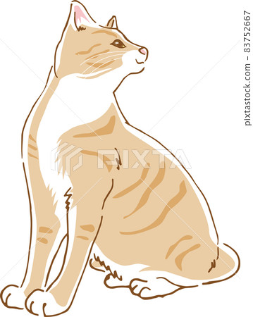 一隻可愛的貓轉身的圖像插圖 一隻可愛的貓轉身的圖像插圖 83752667