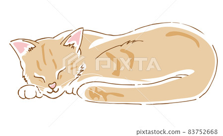 一隻熟睡的可愛貓的圖像插圖 一隻熟睡的可愛貓的圖像插圖 83752668