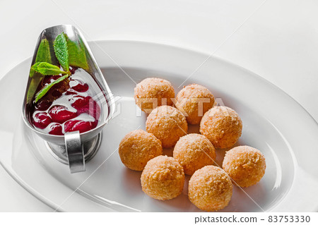Deep fried cheese balls for buffet dinner. Catering food for gala dinner or event. Deep fried cheese balls for buffet dinner. Catering food for gala dinner or event. 83753330