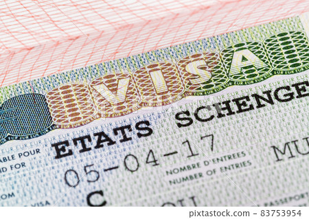 Europe schengen visa in passport 83753954