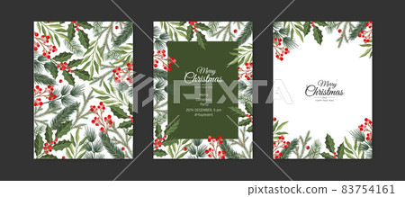 Collection of christmas greeting cards with christmas elements Collection of christmas greeting cards with christmas elements 83754161