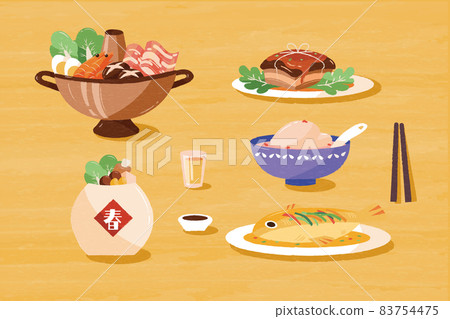Chinese cuisine doodle collection 83754475